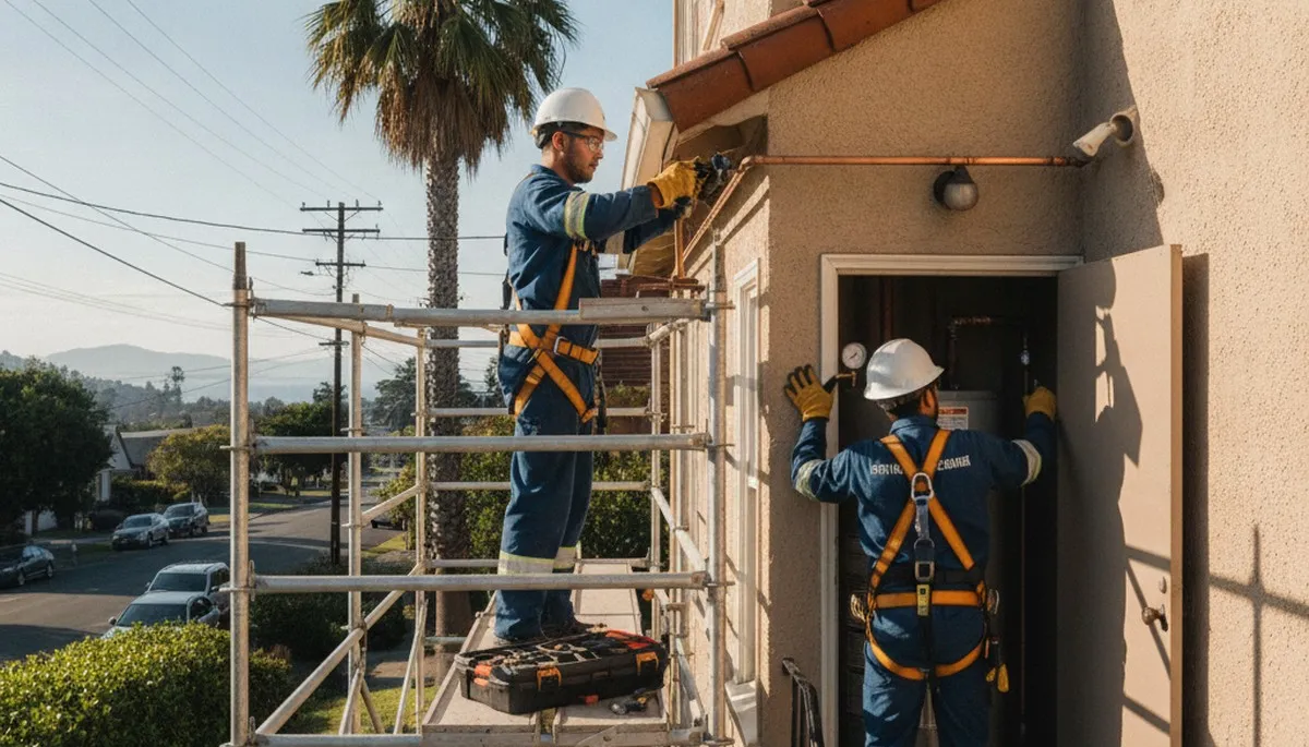 San Francisco, CA plumbing repair technician inspecting a residential pipe leak