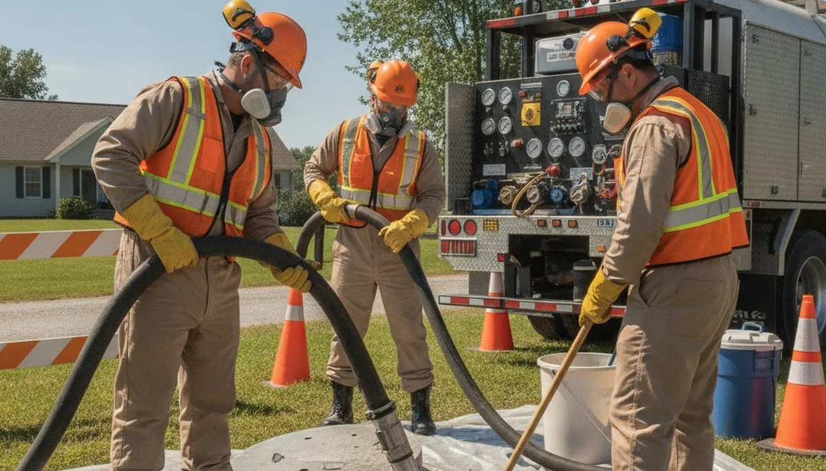 San Francisco, CA plumber cleaning a septic tank for reliable residential service
