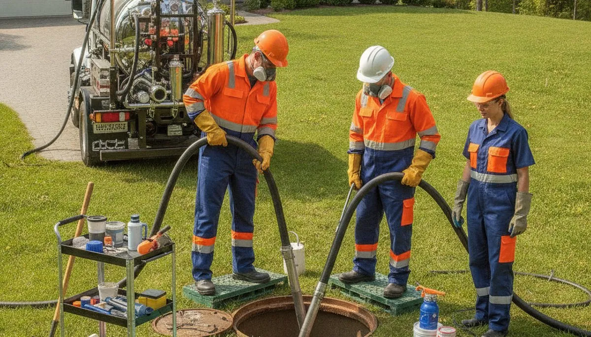 San Francisco, CA plumber cleaning a septic tank for residential sewer maintenance