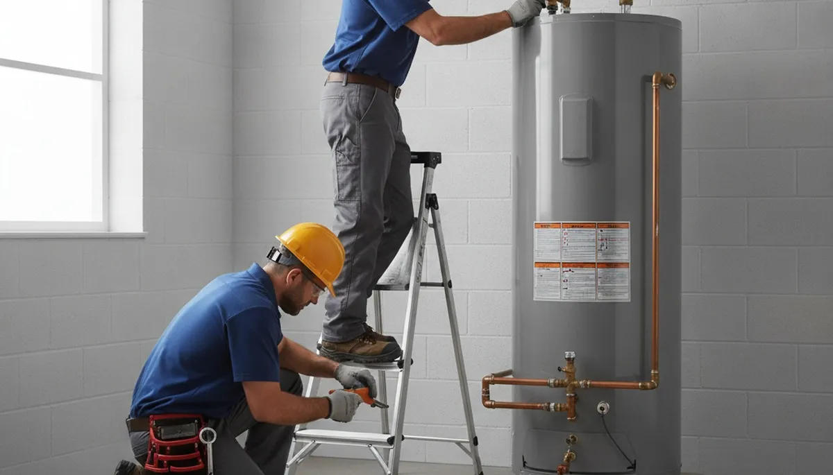 San Francisco, CA plumber repairing a home water heater for reliable hot water service